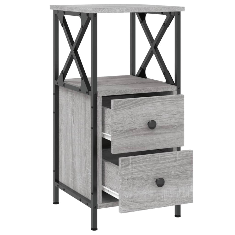 Nachtkastjes 2 St 34X35,5X70 Cm Bewerkt Hout Grijs Sonoma Eiken