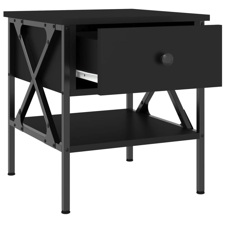 Nachtkastje 40X42X45 Cm Bewerkt Hout Zwart