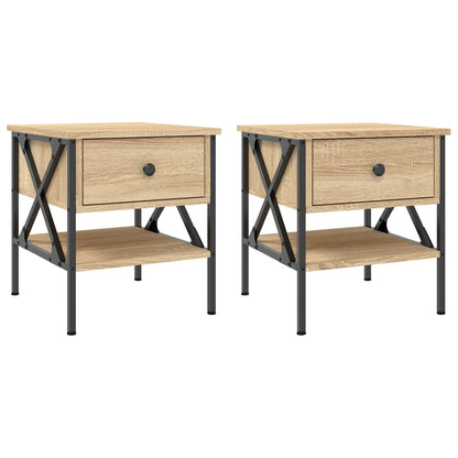 Nachtkastjes 40X4X45 Cm Bewerkt Hout Kleurig 2 Sonoma eiken