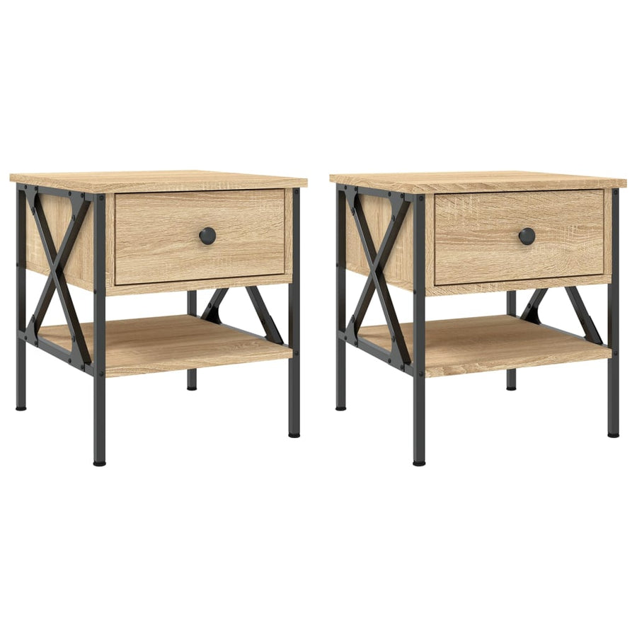 Nachtkastjes 40X4X45 Cm Bewerkt Hout Kleurig 2 Sonoma eiken