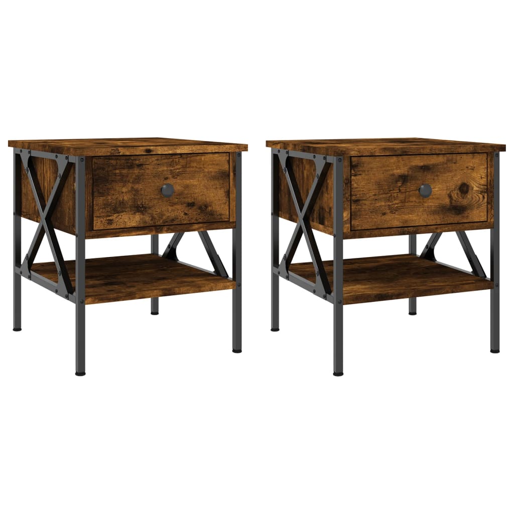 Nachtkastjes 2 St 40X42X45 Cm Bewerkt Hout Gerookt Eikenkleurig