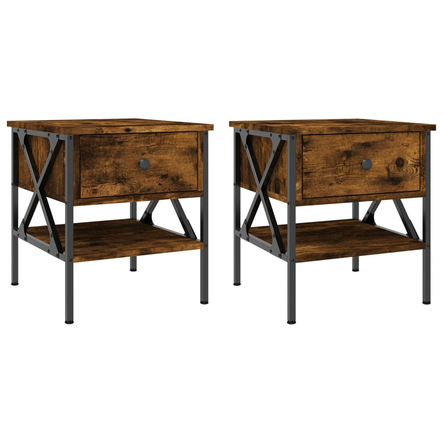 Nachtkastjes 2 St 40X42X45 Cm Bewerkt Hout Gerookt Eikenkleurig