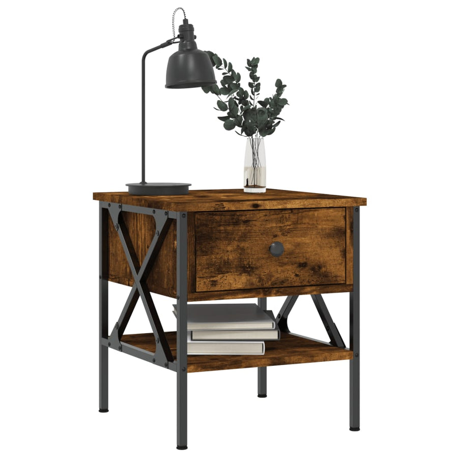 Nachtkastjes 2 St 40X42X45 Cm Bewerkt Hout Gerookt Eikenkleurig