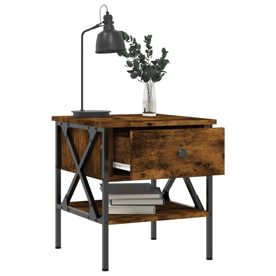 Nachtkastjes 2 St 40X42X45 Cm Bewerkt Hout Gerookt Eikenkleurig