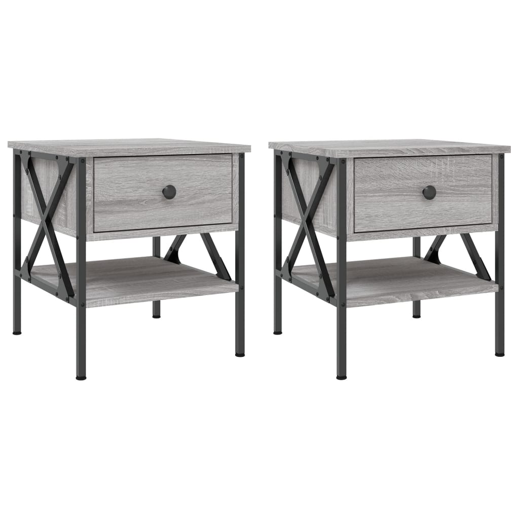 Nachtkastjes 2 St 40X42X45 Cm Bewerkt Hout Grijs Sonoma Eiken