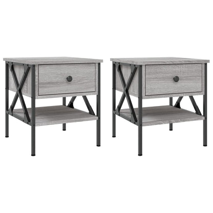 Nachtkastjes 2 St 40X42X45 Cm Bewerkt Hout Grijs Sonoma Eiken