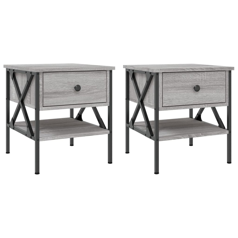 Nachtkastjes 2 St 40X42X45 Cm Bewerkt Hout Grijs Sonoma Eiken