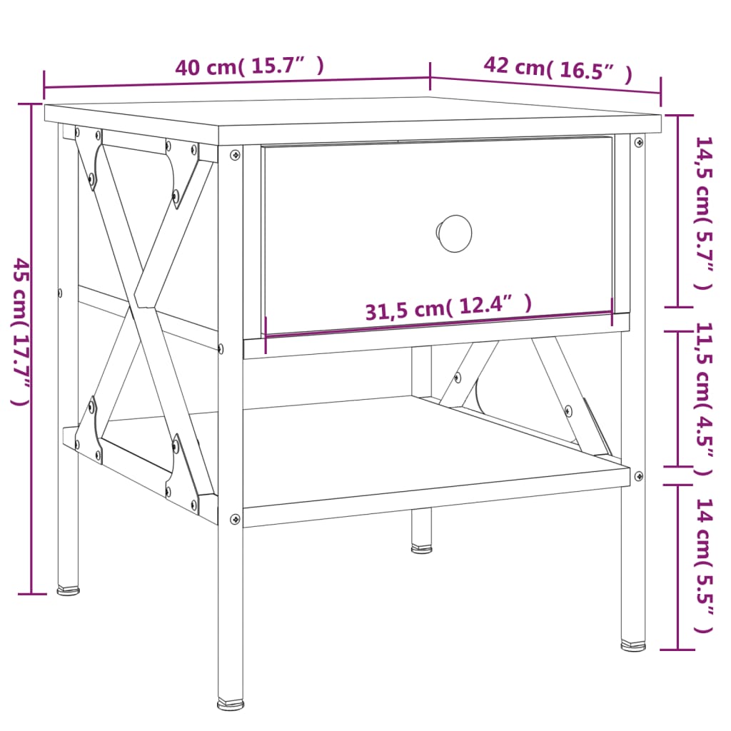 Nachtkastjes 2 St 40X42X45 Cm Bewerkt Hout Grijs Sonoma Eiken