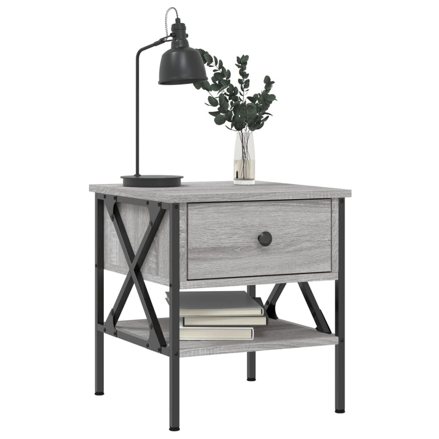 Nachtkastjes 2 St 40X42X45 Cm Bewerkt Hout Grijs Sonoma Eiken