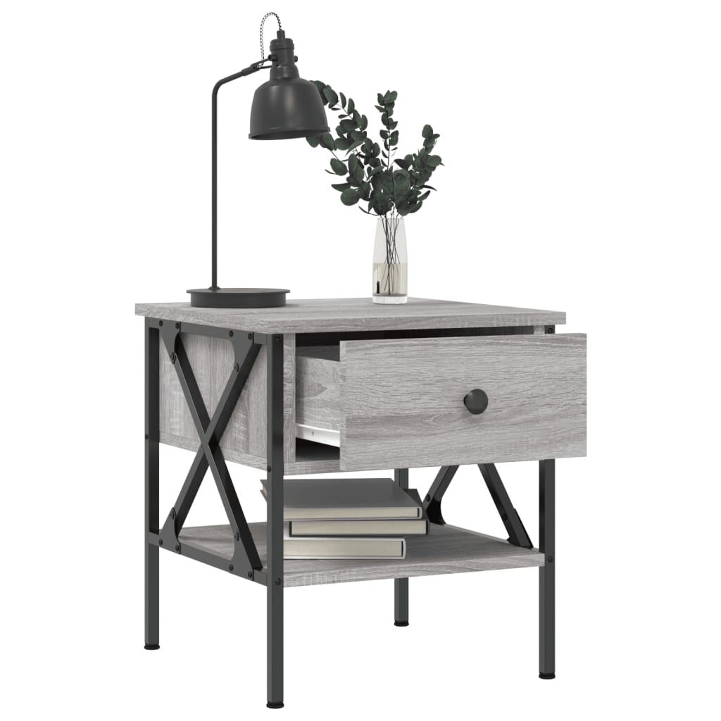 Nachtkastjes 2 St 40X42X45 Cm Bewerkt Hout Grijs Sonoma Eiken