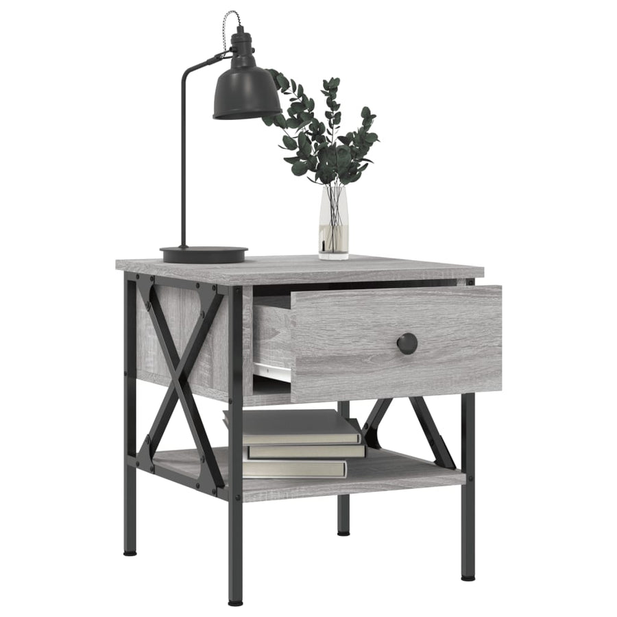 Nachtkastjes 2 St 40X42X45 Cm Bewerkt Hout Grijs Sonoma Eiken