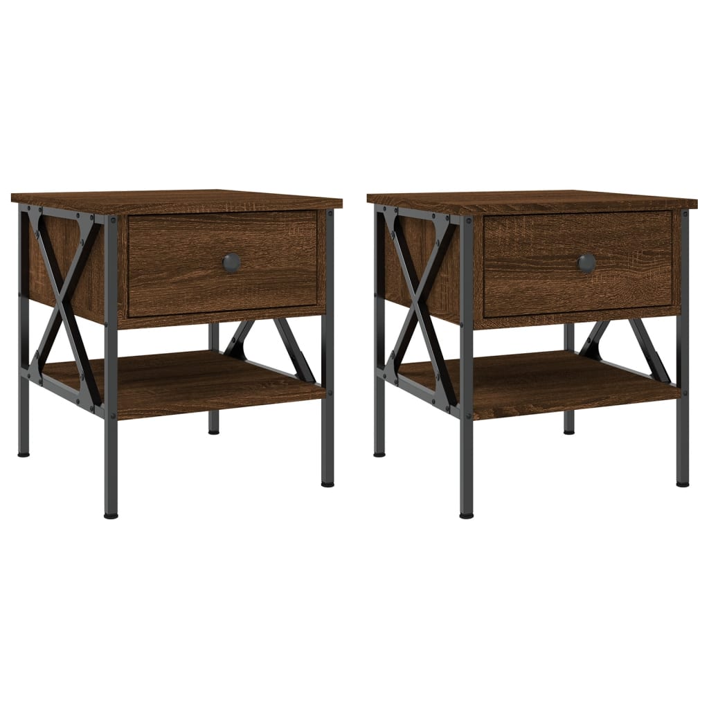 Nachtkastjes 2 St 40X42X45 Cm Bewerkt Hout Bruin Eikenkleur