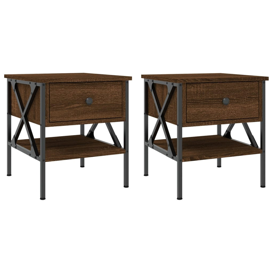 Nachtkastjes 2 St 40X42X45 Cm Bewerkt Hout Bruin Eikenkleur