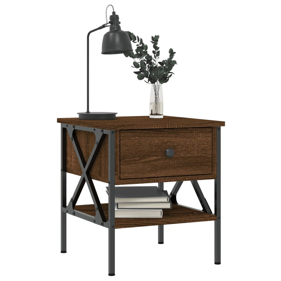 Nachtkastjes 2 St 40X42X45 Cm Bewerkt Hout Bruin Eikenkleur