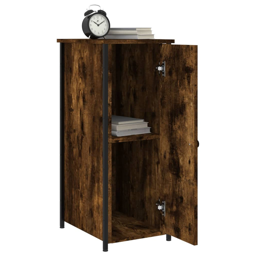 Nachtkastje 32X42X80 Cm Bewerkt Hout Gerookt Eikenkleurig