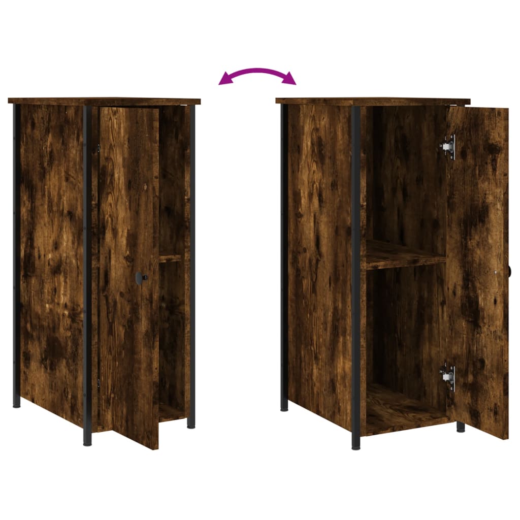 Nachtkastje 32X42X80 Cm Bewerkt Hout Gerookt Eikenkleurig