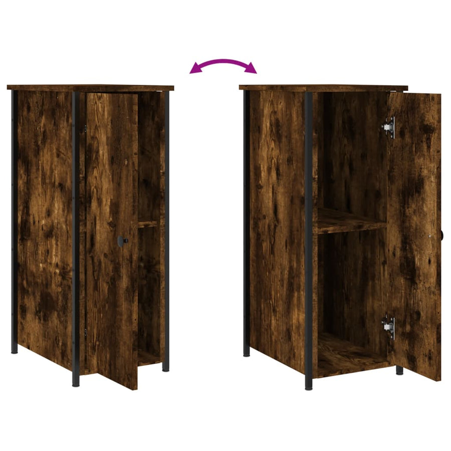 Nachtkastje 32X42X80 Cm Bewerkt Hout Gerookt Eikenkleurig