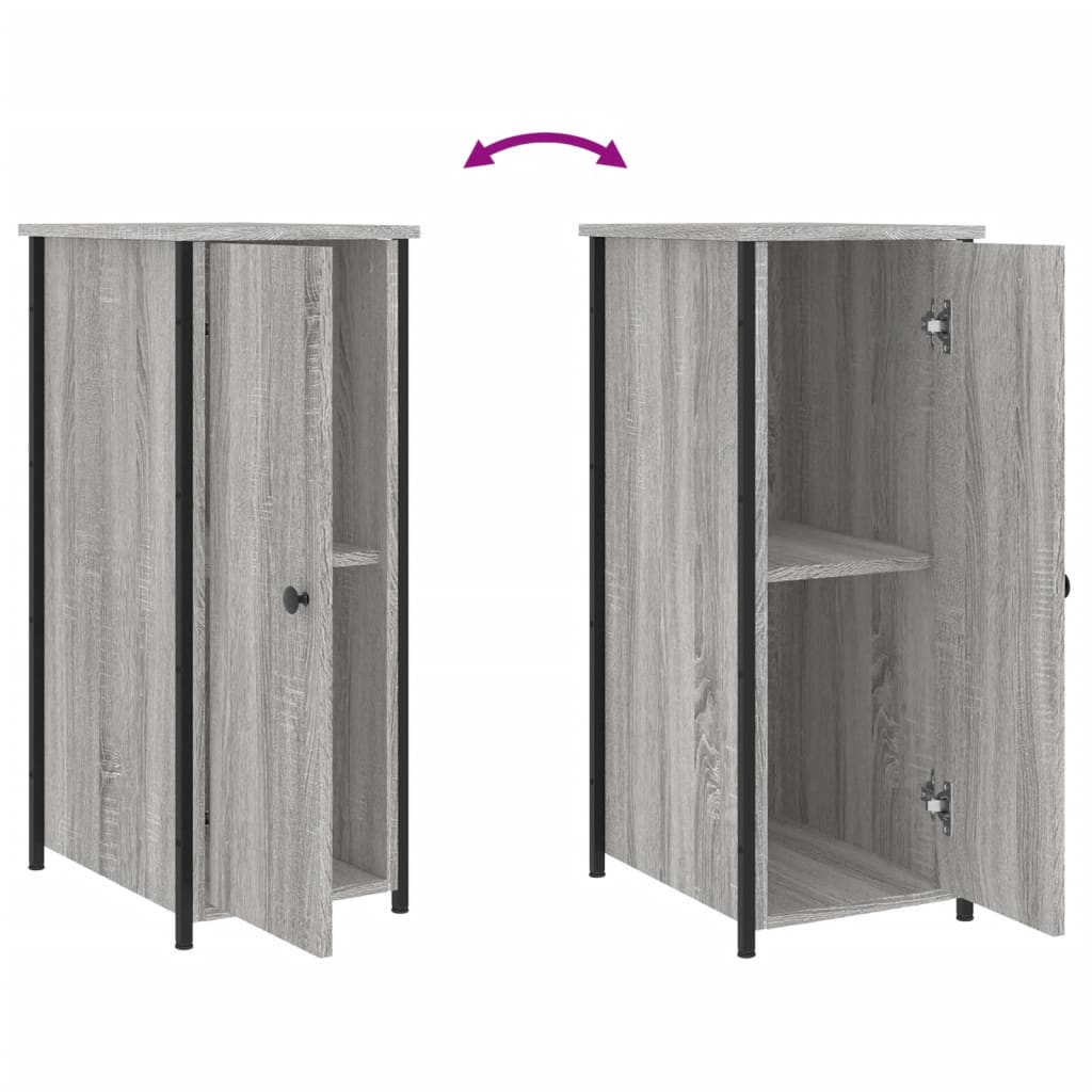 Nachtkastjes 2 St 32X42X80 Cm Bewerkt Hout Grijs Sonoma Eiken