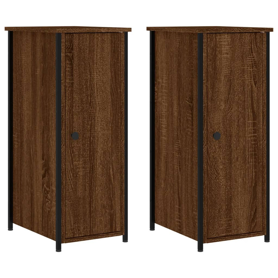 Nachtkastjes 2 St 32X42X80 Cm Bewerkt Hout Bruin Eikenkleur