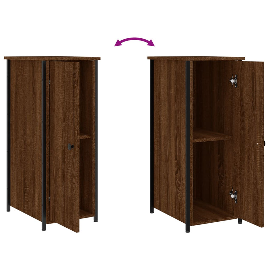 Nachtkastjes 2 St 32X42X80 Cm Bewerkt Hout Bruin Eikenkleur