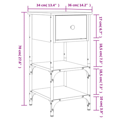 Nachtkastjes 2 St 34X36X70 Cm Bewerkt Hout Sonoma Eikenkleurig