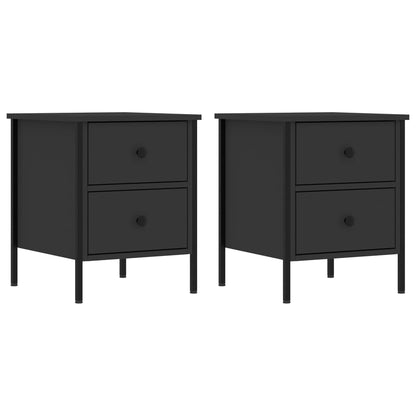 Nachtkastjes 2 St 40X42X50 Cm Bewerkt Hout Zwart