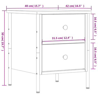 Nachtkastjes 2 St 40X42X50 Cm Bewerkt Hout Zwart