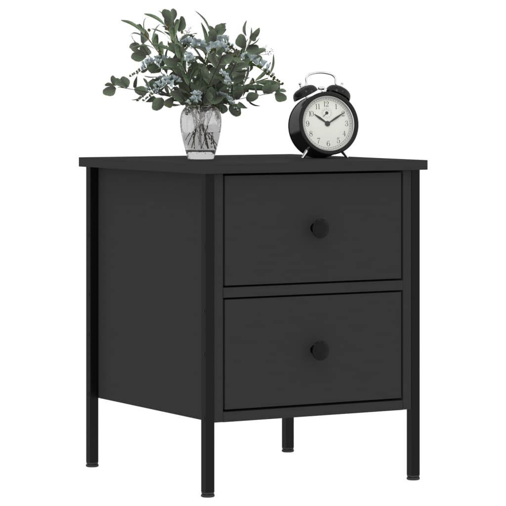 Nachtkastjes 2 St 40X42X50 Cm Bewerkt Hout Zwart