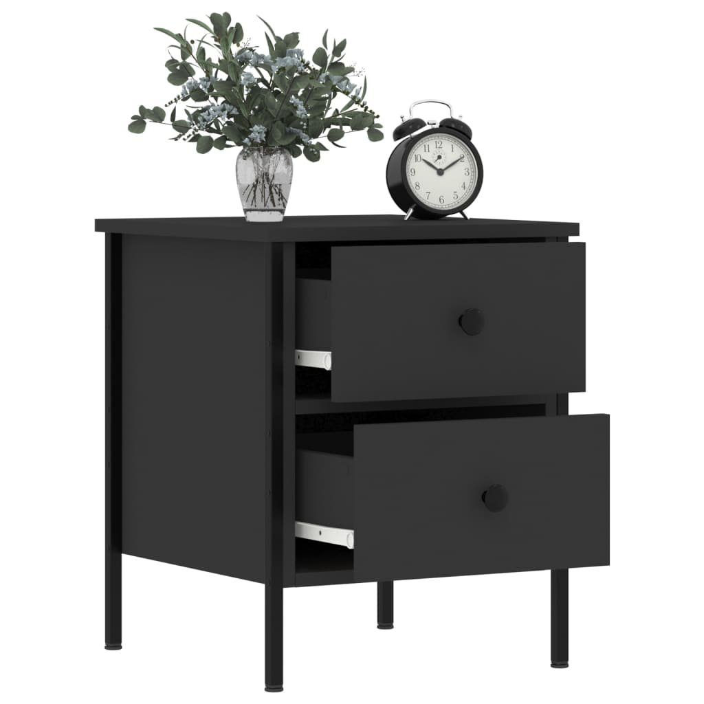 Nachtkastjes 2 St 40X42X50 Cm Bewerkt Hout Zwart