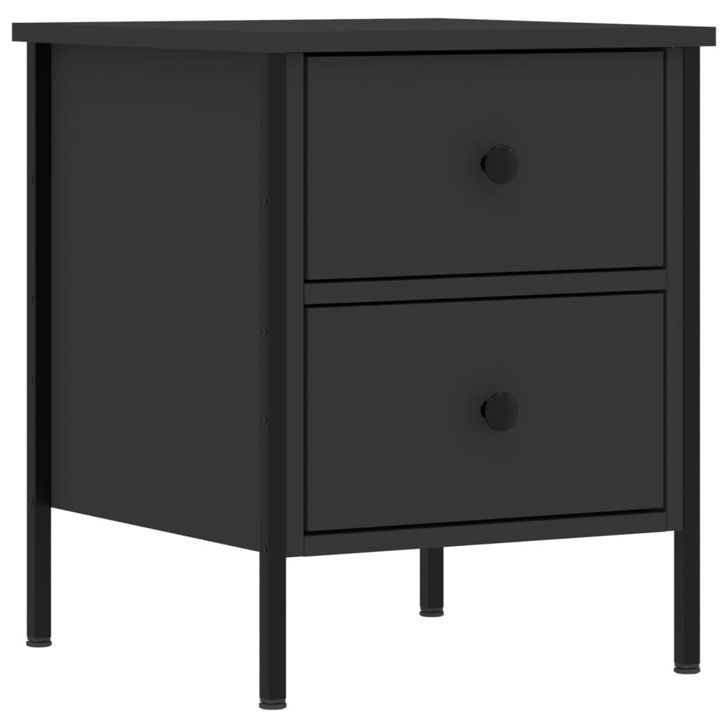 Nachtkastjes 2 St 40X42X50 Cm Bewerkt Hout Zwart