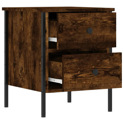 Nachtkastje 40X42X50 Cm Bewerkt Hout Gerookt Eikenkleurig