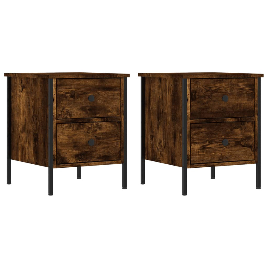 Nachtkastjes 2 St 40X42X50 Cm Bewerkt Hout Gerookt Eikenkleurig