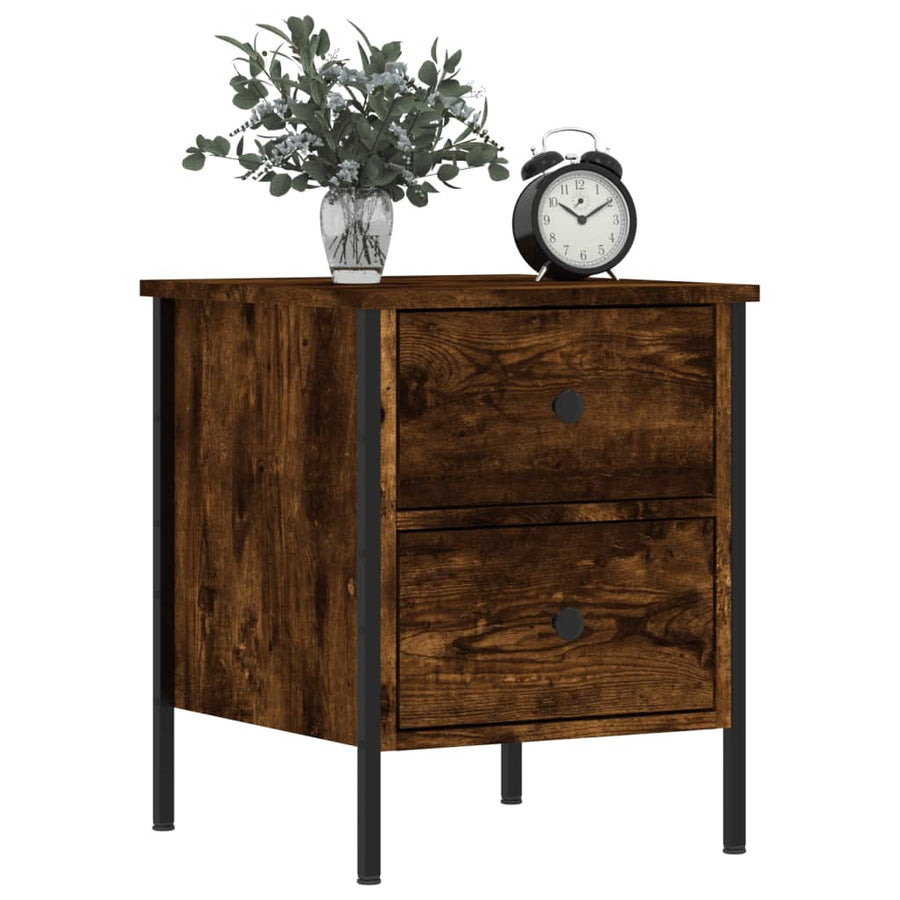 Nachtkastjes 2 St 40X42X50 Cm Bewerkt Hout Gerookt Eikenkleurig