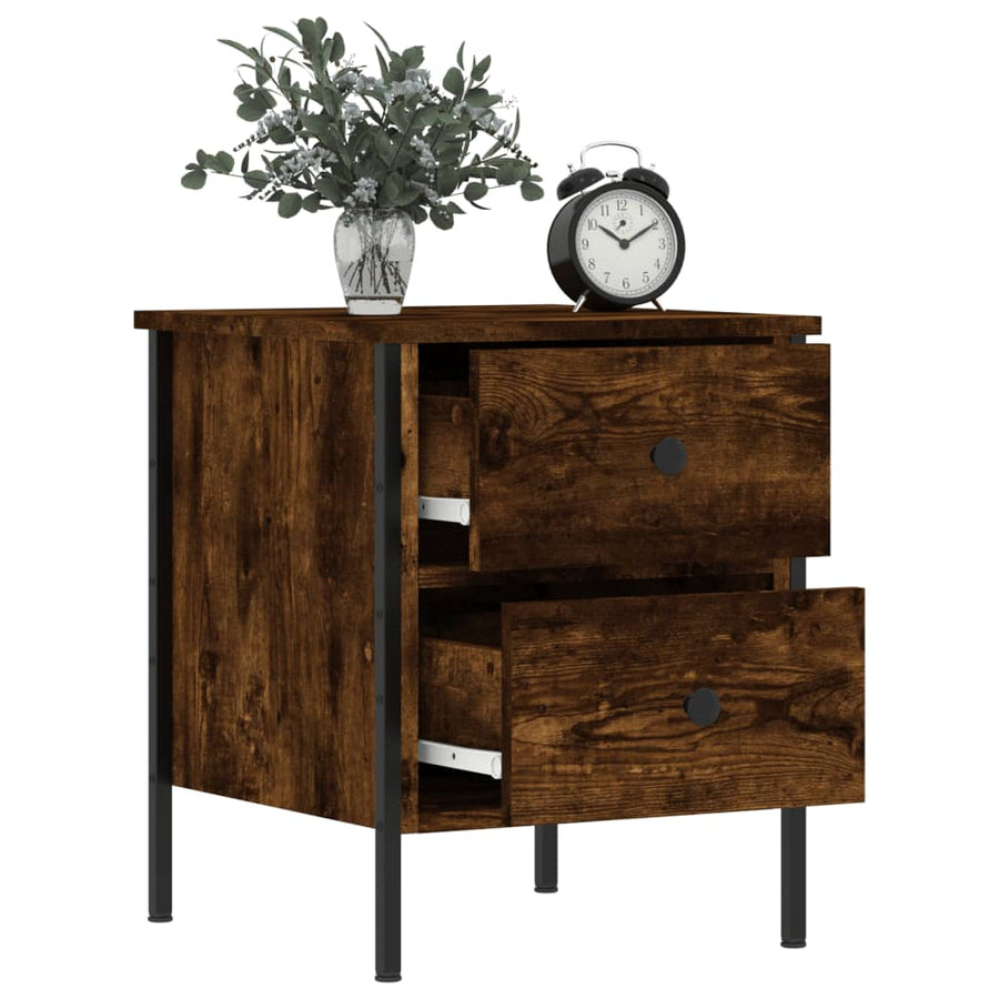 Nachtkastjes 2 St 40X42X50 Cm Bewerkt Hout Gerookt Eikenkleurig