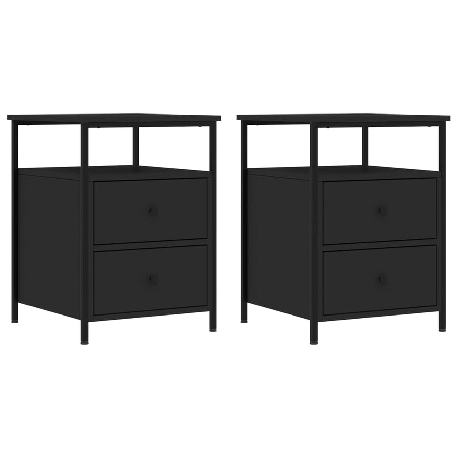 Nachtkastjes 2 st 44x45x60 cm bewerkt hout zwart 2 Zwart