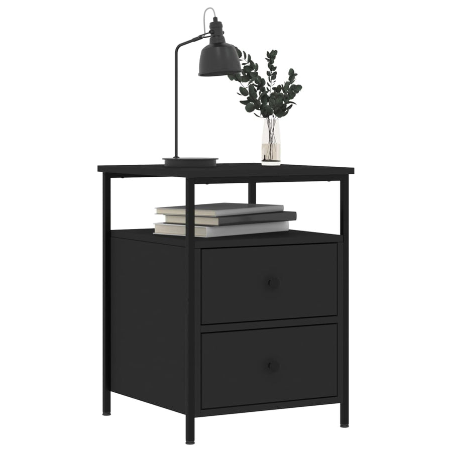Nachtkastjes 2 st 44x45x60 cm bewerkt hout zwart 2 Zwart