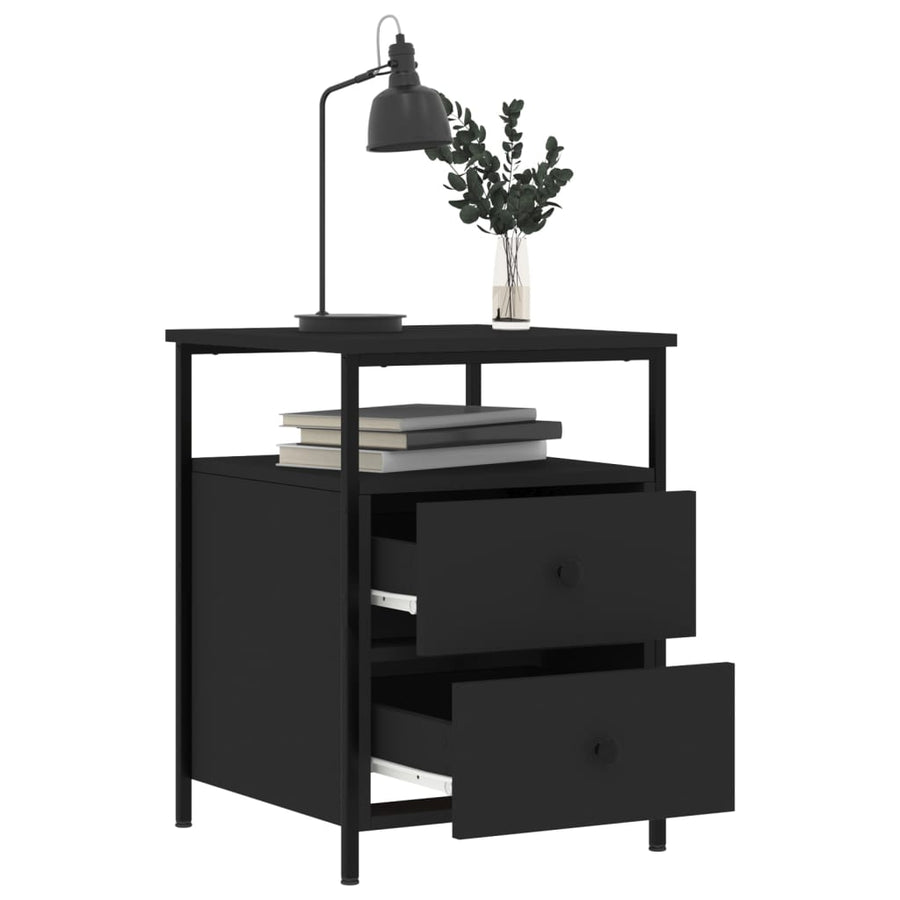 Nachtkastjes 2 st 44x45x60 cm bewerkt hout zwart 2 Zwart