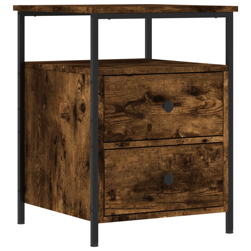 Nachtkastje 44X45X60 Cm Bewerkt Hout Gerookt Eikenkleurig