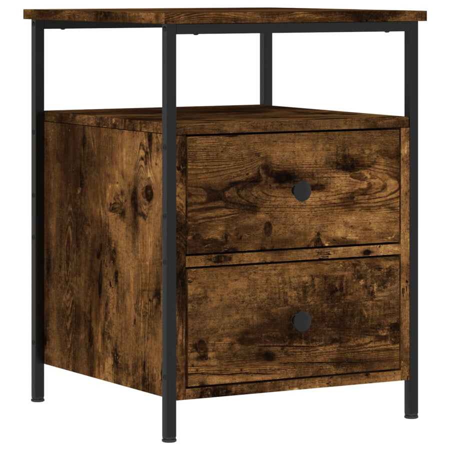 Nachtkastje 44X45X60 Cm Bewerkt Hout Gerookt Eikenkleurig