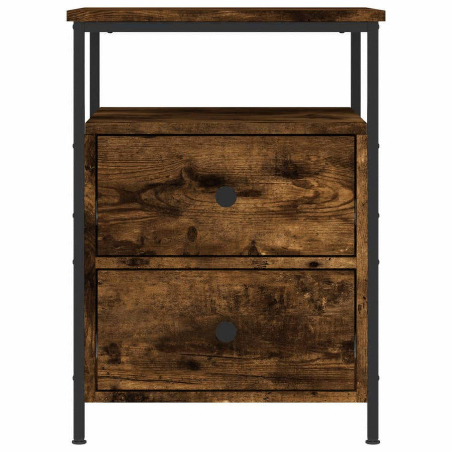 Nachtkastje 44X45X60 Cm Bewerkt Hout Gerookt Eikenkleurig