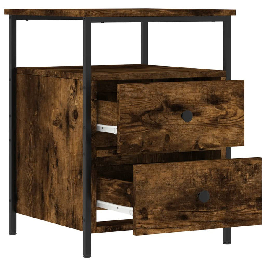 Nachtkastje 44X45X60 Cm Bewerkt Hout Gerookt Eikenkleurig