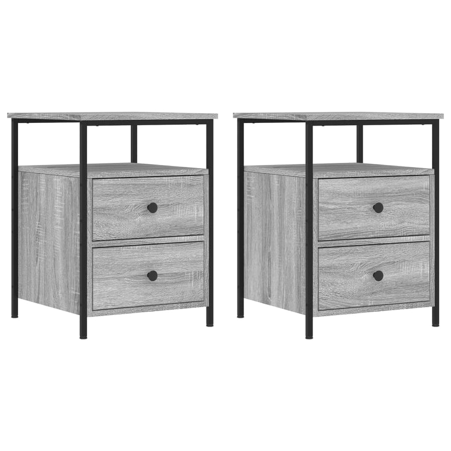 Nachtkastjes 2 st 44x45x60 cm bewerkt hout grijs sonoma eiken 2 Grijs sonoma
