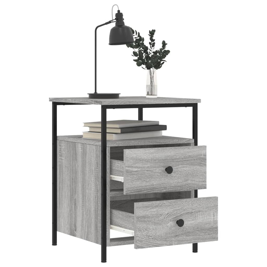 Nachtkastjes 2 st 44x45x60 cm bewerkt hout grijs sonoma eiken 2 Grijs sonoma