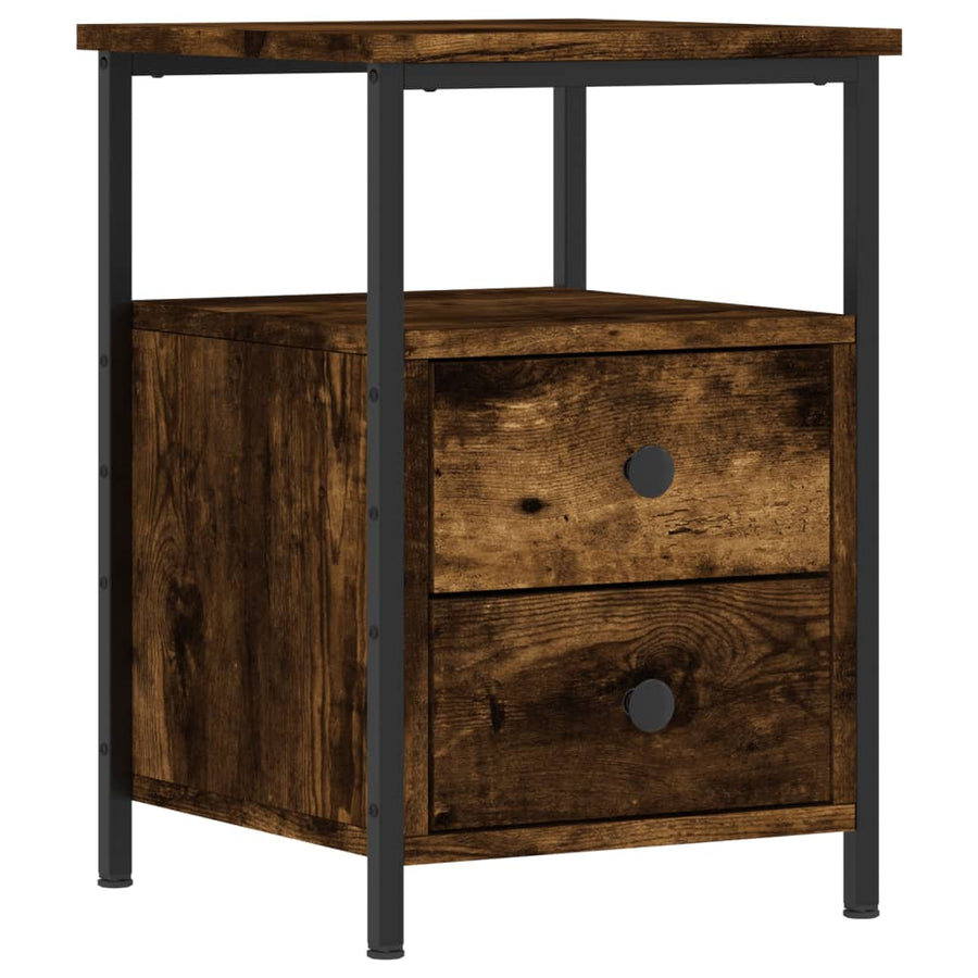 Nachtkastje 34X35,5X50 Cm Bewerkt Hout Kleurig 1 Gerookt eiken