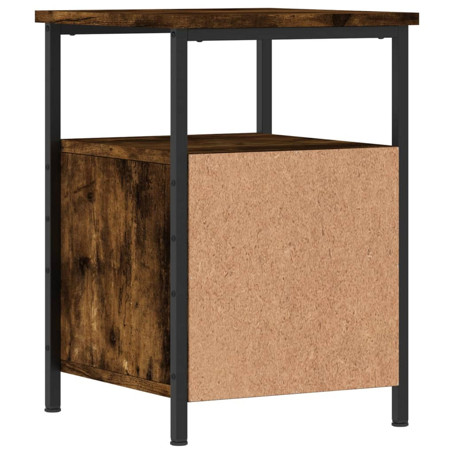 Nachtkastje 34X35,5X50 Cm Bewerkt Hout Kleurig 1 Gerookt eiken