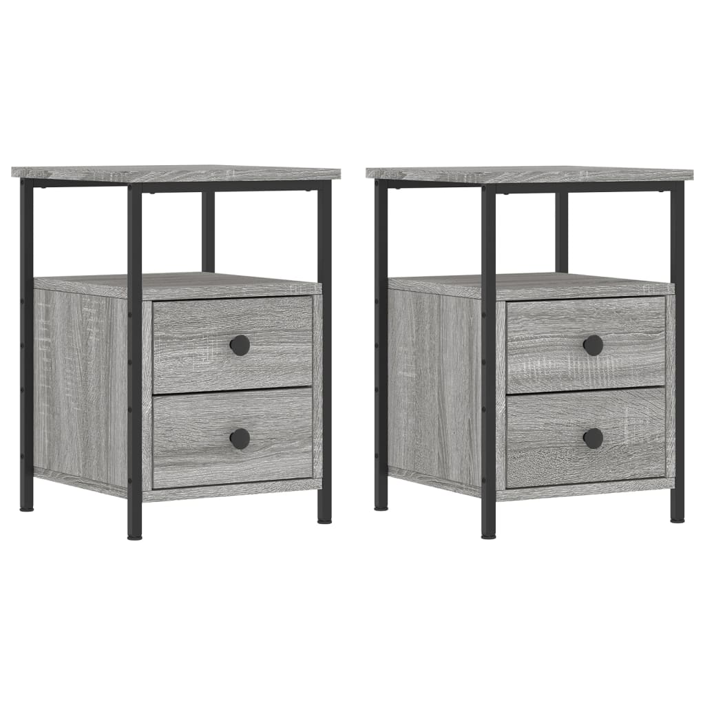 Nachtkastjes 34X35,5X50 Cm Bewerkt Hout Eiken 2 Grijs sonoma
