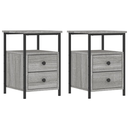 Nachtkastjes 34X35,5X50 Cm Bewerkt Hout Eiken 2 Grijs sonoma