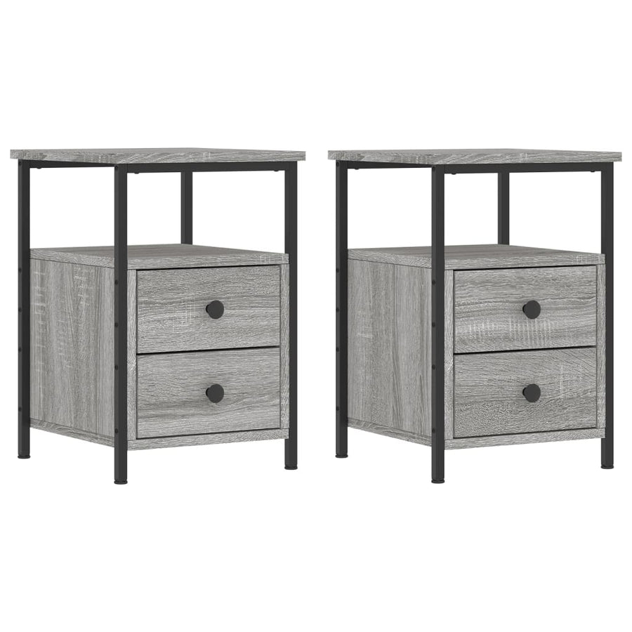 Nachtkastjes 34X35,5X50 Cm Bewerkt Hout Eiken 2 Grijs sonoma