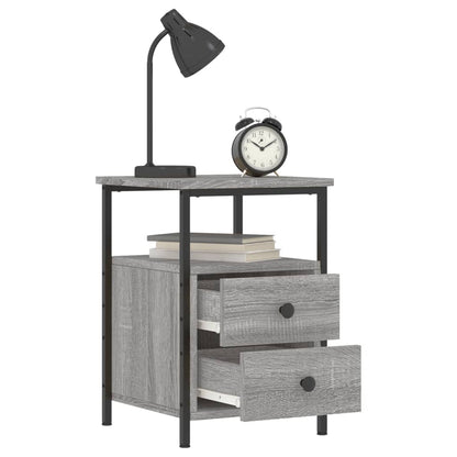 Nachtkastjes 34X35,5X50 Cm Bewerkt Hout Eiken 2 Grijs sonoma