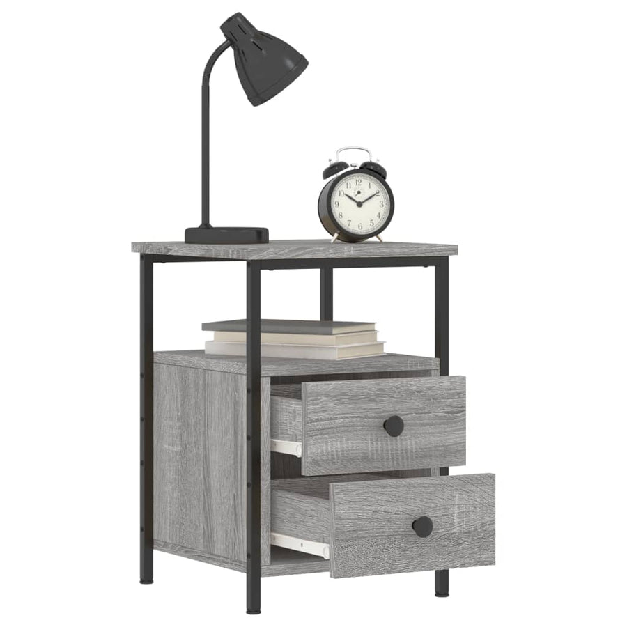 Nachtkastjes 34X35,5X50 Cm Bewerkt Hout Eiken 2 Grijs sonoma